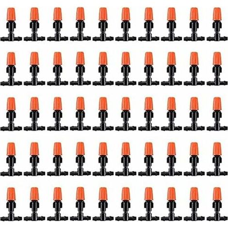 50pcs Goutteur Irrigation Réglable, 1/4'' Système Dirrigation Goutte à Goutte Micro Flow Drip Head Buses de Brouillard Dirrigation pour Jardins Potagers ou Massifs de Fleurs (1/5)