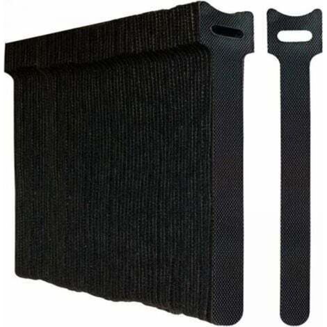 Lot de 100 Noir Attaches de Câble Sangle Réutilisable Scratch Serre Câble Bande avec Crochet et Boucle pour la Gestion des Câbles Organisation (1/4)