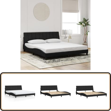 Bettgestell ohne Matratze Schwarz 180x200 cm Samt - Bettstellengestell - Doppelbett - Samtbettwäsche - Boxspringbett - Schwarzes Bett