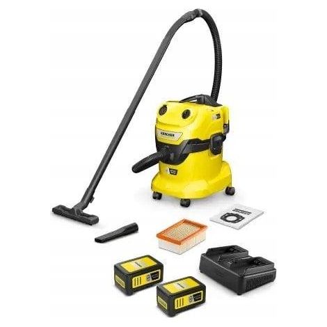 Karcher WD 4-18 Aspirador Amarillo con Doble Batería