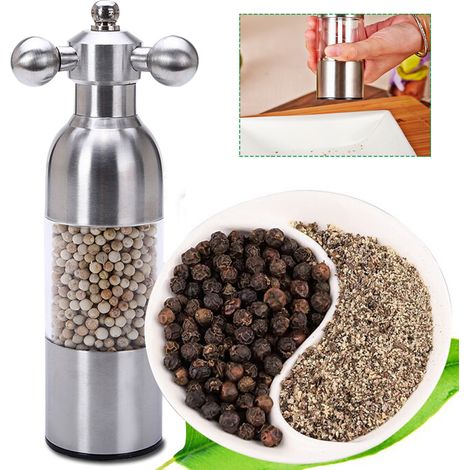Manual Adjustable Salt Pepper Mill Grinder Stainless Steel Glass Mill Grinding (1/5)