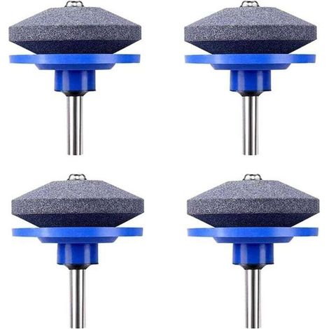 UlisemAffûteuse de Tondeuse à Gazon,4 PCS Universel Tondeuse À Gazon Affûteuse De Lame Rotative Meuleuse De Jardin Pierre De Roue pour Perceuse Électrique Perceuse À Main Kit De Réparation (1/4)