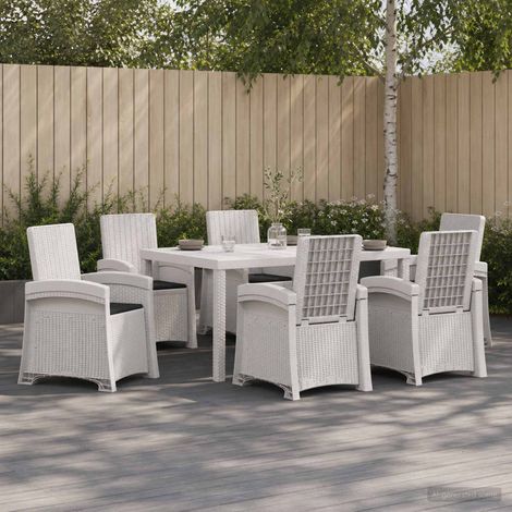 vidaXL Conjunto de Comedor de Jardín 7 uds. Blanco y Antracita PP (1/5)