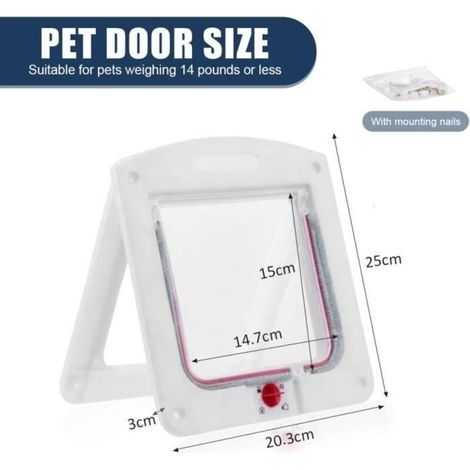 Chatiere pour Chat Chien Cat Flap Door Trappe Chat Porte pour Animaux Chatiere Fenetre Porte pour Chat Chatière Isolante