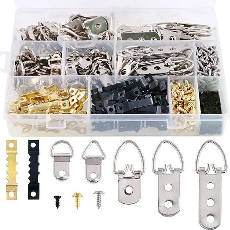 415 crochets muraux avec vis, 7 dimensions pour accrocher tableaux et photos maison bureau (1/4)