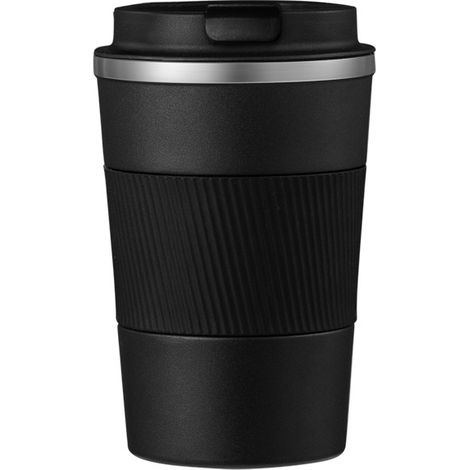 Tasse de Voyage isolée avec Couvercle étanche - Tasse de Voiture en Acier Inoxydable 100% étanche pour café Chaud et Froid, Lait et thé (Noir) (1/4)