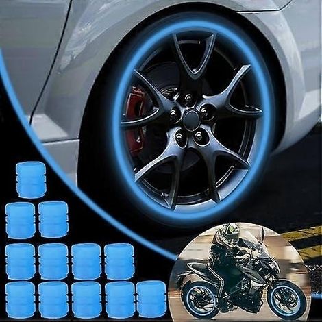 Lot de 12 bouchons de valve fluorescents pour pneus de voiture, bouchons de valve lumineux universels pour pneus de voiture, protection contre la poussière. (1/5)
