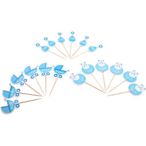 18 Pièces Garçon Anniversaire Enfant Cupcake Décorations Gâteau Fête Naissance Mignon Bleu