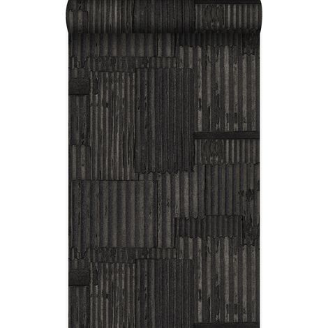papier peint tôles ondulées en métal industrielles 3D noir  - Origin Wallcoverings (1/5)