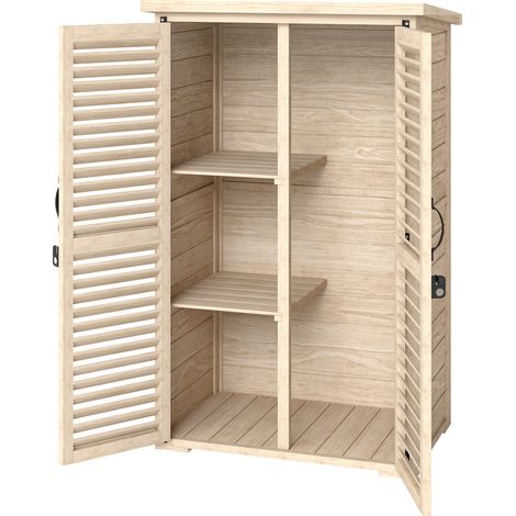Gartenhaus aus Holz, 2 Regalböden, Bitumendach, abschließbare Lamellentüren, 75 x 50 x 118 cm