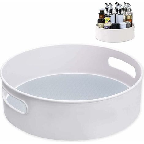 Plateau Tournant, Rangement épices ournant en Plastique pour épices Condiments Rangement de Cuisine, blanc (30 x 10 cm) (1/4)