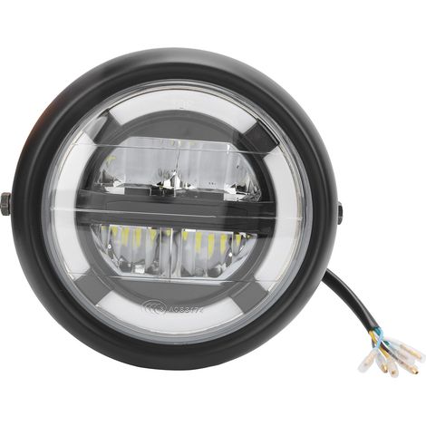Phare LED Moto 8 Pouces Œil d'Ange Rétro Remplacement pour Cruiser Choppers Cafe Bobber Racer (1/5)