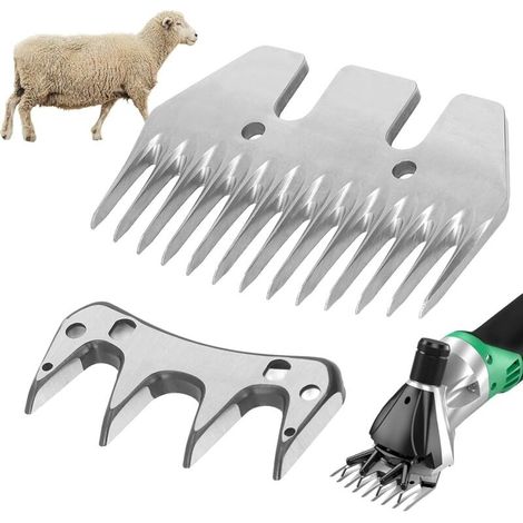 13T Lame de cisaillement droite et peigne de rechange pour tondeuse à chèvre électrique en laine - Ciseaux à laine - Ciseaux à poils d'animaux (13 dents droites)