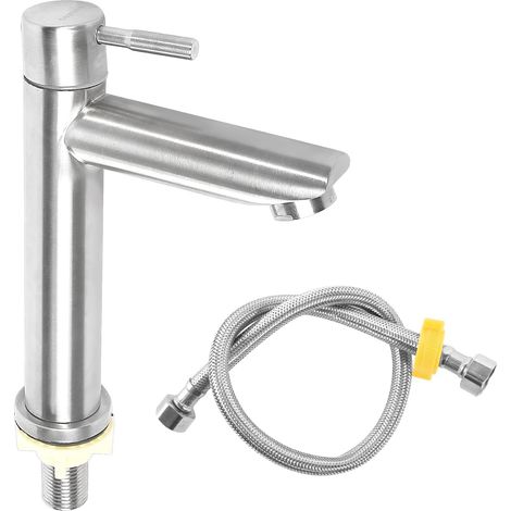 2 Robinet Lave Main, Acier Inoxydable 304, Tuyau 60cm, Pour Salle De Bain, Toilette (1/5)