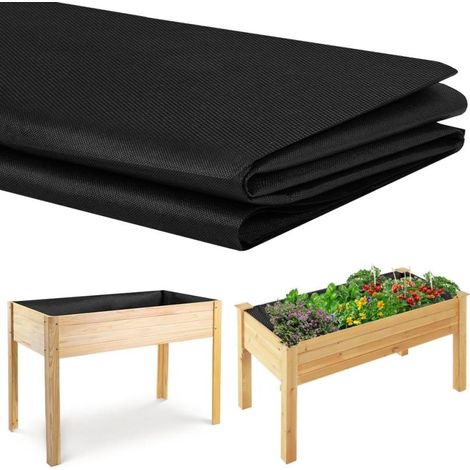 Revêtement tissu grande jardinière surélevée 160x210cm doublures bac légumes (1/5)