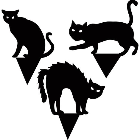 Toivize-Panneau de Jardin Halloween - Silhouette Chat Noir - Acrylique Imperméable 26x23cm Déco Extérieure (1/5)