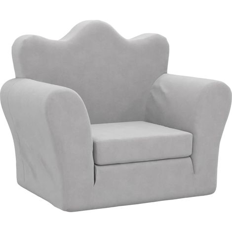 Canapé-lit pour enfants gris clair peluche douce (1/5)