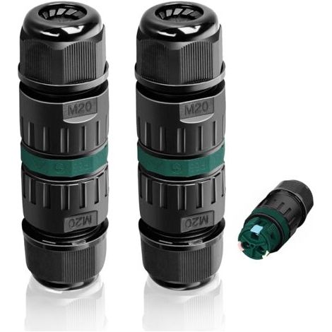 Lot de 2 Connecteurs Étanche IP68, 2 Voies Boite de Derivation Etanche Boite Etanche Electrique Exterieur Raccord Électrique Étanches Connecteur de Gaine Externe pour Câble Ø 9 à 12 mm,M20-2P(9-12mm) (1/5)