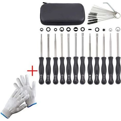 Kaelt - Lot de 12 Outils de réglage de carburateur avec Gants ,Tournevis acircle pour Petit Moteur 2 Temps pour Husqvarna pour STHIL pour débroussailleuse Echo tronçonneuse (1/5)