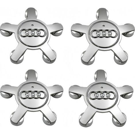 Lot de 4 convient pour les enjoliveurs de roue à cinq griffes Audi A4L//A5/A6L/A7/A8L/Q5/S6/TT/R8, enjoliveurs de roue à cinq griffes noirs 135 mm - argent (4F0601165N)