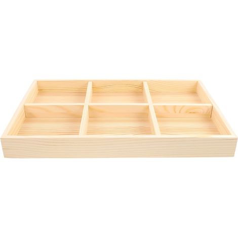 Plateau à Bijoux en Bois 6 Compartiments pour Organiser et Exposer Montres et Clés, Design Délicat et Chic pour Salon ou Dortoir (1/5)