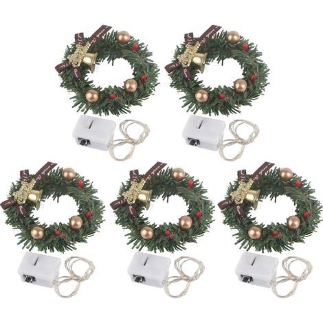 5 Miniatur-Weihnachtskränze für Puppenhäuser im Maßstab 1:12, realistische und farbenfrohe Festtagsdekoration (1/5)