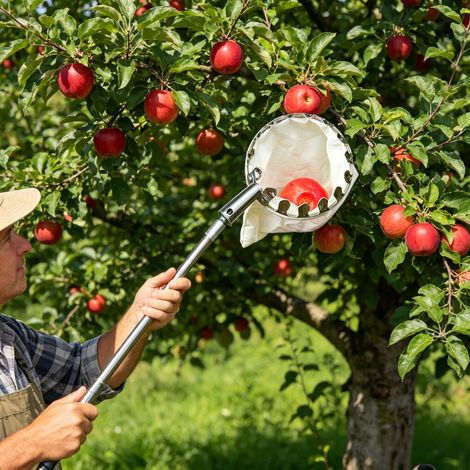 Perche Cueillette Fruits Télescopique Inox 2.4M (1/5)