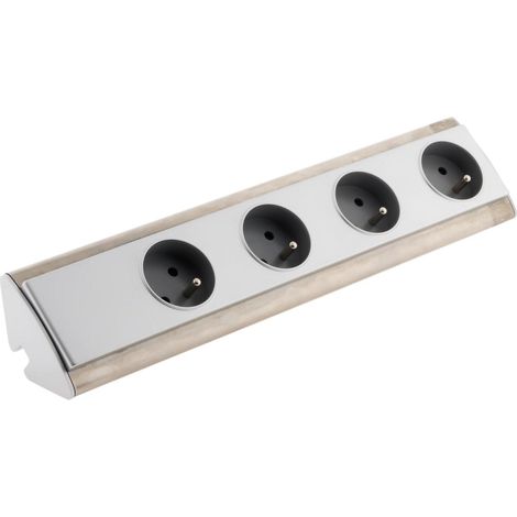 Bloc multiprise d'angle à câbler 4 prises 2P+T 3 680 W - inox - Otio (1/5)