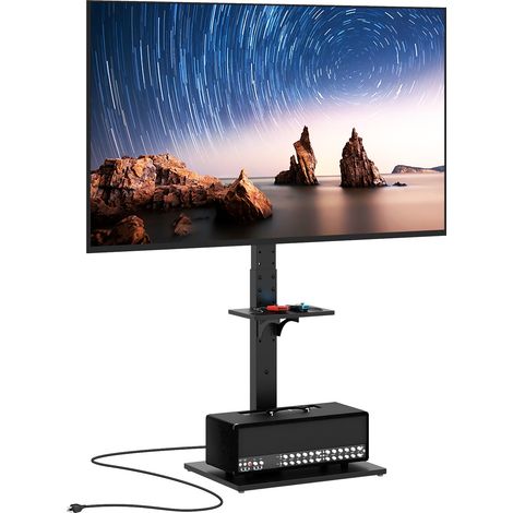 Costway – Support TV sur pied avec prise – Universel pour 32-70 pouces – Charge max 50 kg – Inclinaison -5°/+5° – Hauteur réglable 108-132 cm – VESA max 600 x 400 mm (1/5)
