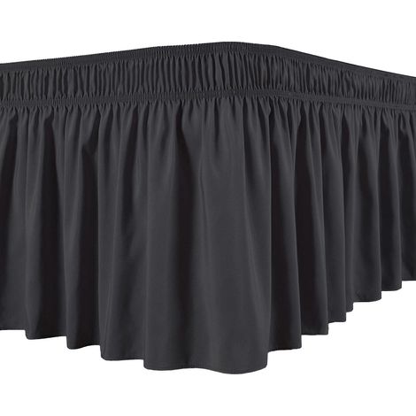 Couvre-lit soyeux et luxueux, facile à installer, à volants élastiques et inaltérables, noir. (1/5)