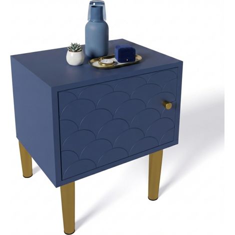 ELVMI Comodino con 2 Cassetti e 1 Scomparto Aperto, Maniglia Reversibile, Gambe in Metallo, Camera 35×35×51 cm (1/5)