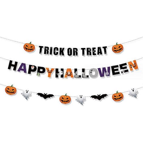 Guirnalda de Halloween para la repisa de la chimenea - Guirnalda de Feliz Halloween, pancarta de arpillera para pedir dulces, decoración colgante para chimenea, decoración para fiestas de Halloween en (1/4)