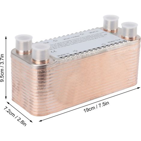 Échangeur de chaleur à 30 plaques en acier inoxydable, refroidisseur à moût, refroidissement à contre-courant pour brassage à domicile, outil de bière, filetage NPT 1/2 pouce