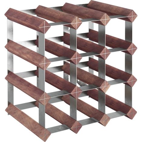 Casier à bouteilles pour 12 bouteilles Marron Bois pin solide CFW399355 (1/5)