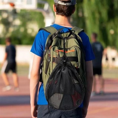 Sac Filet - 16 L - Pour Ballon De Basket Football Volleyball - Avec Crochet Et Cordon De Serrage - 1 Pièce (1/5)