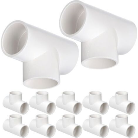 12 3-Way Tee Fittings, 25mm (White), PVC Pipe Connectors, for Greenhouses, Water Pipes, Garden (1/5)