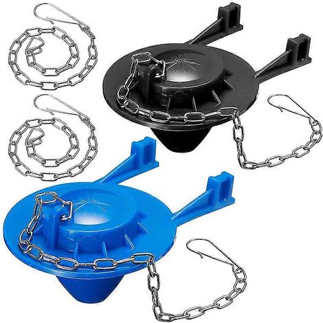 Lot de 2 clapets de rechange pour WC, clapets de 5 cm (2 pouces) pour économiser l'eau, avec 2 chaînettes. (1/5)