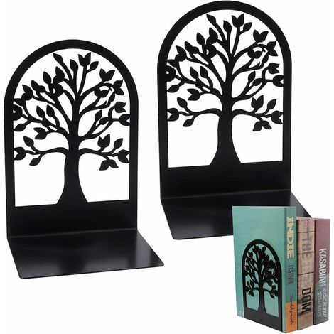 Serre-livres décoratifs en métal lourd, 1 paire de serre-livres noirs pour étagère, supports de livres, serre-livres, porte-dossiers, étagère invisible pour bibliothèque scolaire, bureau à domicile (1/5)