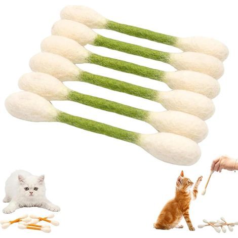 Riesen-Wattestäbchen-Packung (6 Stück) für Katzen – Wattestäbchen mit Katzenminze – Kauspielzeug zum Beißringen – Grün (1/5)