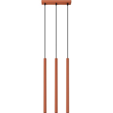 Suspension moderne ocre rouge, barre 3 tubes 50cm G9 (1/5)
