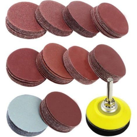 Disque abrasif de ponceuse,100 Disques abrasifs 50mm Disque de poncage polissage + 1 Plateau à poncer polir pour Perceuse papier verre grain 80 120 180 240 400 600 800 1200 2000 3000 (1/5)