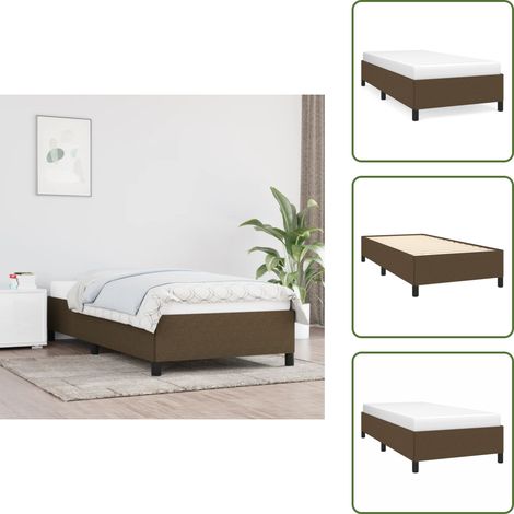 Cadre de lit sans matelas marron foncé 90x200 cm tissu - Cadre De Lit - Lit Double - Lit Simple - Literie - Meubles De Chambre (1/5)