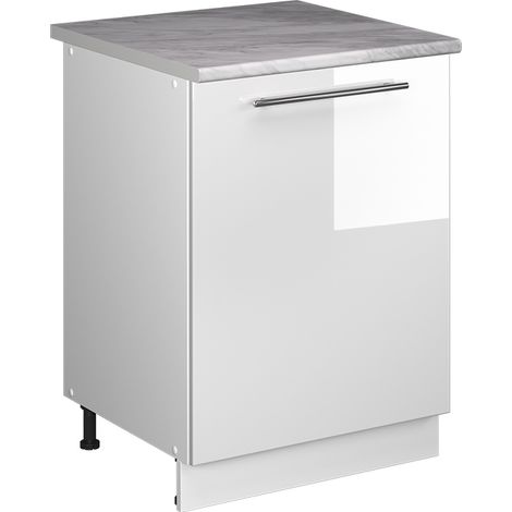 Spülenunterschrank Fame-Line, Weiß Hochglanz/Weiß, 60 cm, Vicco (1/5)