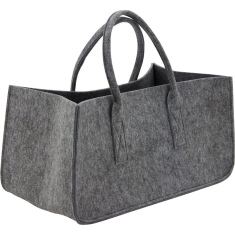 Sac à bûches gris en feutrine