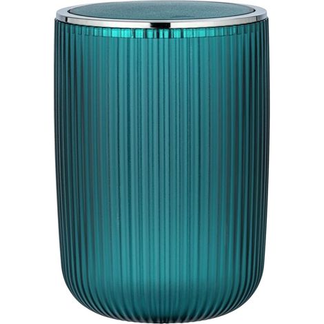 Poubelle à couvercle basculant L Pétrole, 5,5 litres, en matière plastique et surface givrée, Ø 19 x 27 cm (1/3)