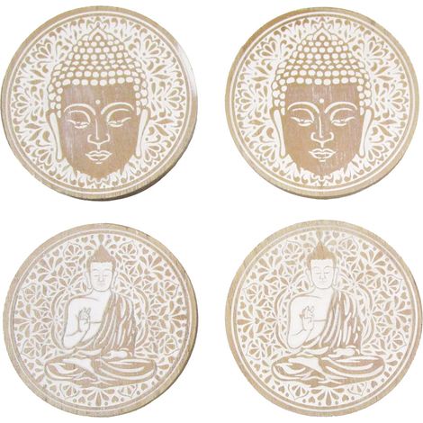 Signes Grimalt Salvamantel Cocina  Posavasos Buda 4 Unidades Salvamanteles Marrón 10x10x1cm 29876