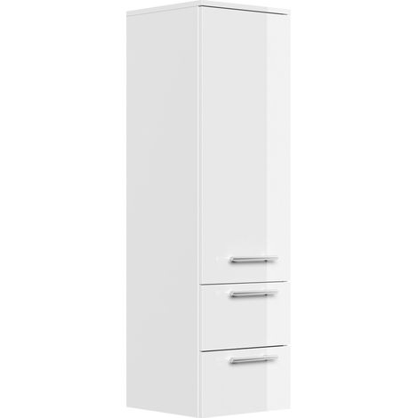 Hochschrank 120 cm weiss hochglanz mit Glaseinlagen