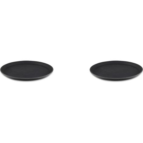 Lot de 2 Plateaux ronds en plastique antidérapants noirs 27 cm pour service alimentaire et boissons (1/4)