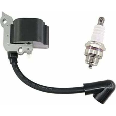 Bobine d’allumage avec bougie pour débroussailleuses Stihl FS38 FS46 FS45 FS55 FC55 HL45 HS45 KM55Référence 41404001308 (1/4)