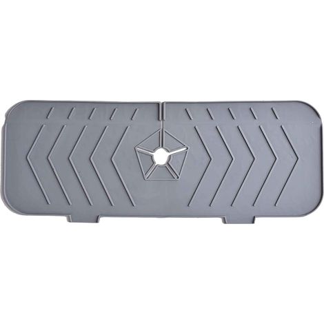 Garde-Éclaboussures Pour Robinet De Cuisine - Tapis Récolteur D'Eau En Silicone - Tapis De Séchage Antidérapant Pour Évier Et Plan De Travail - 37 x 14 cm - Gris (1/5)